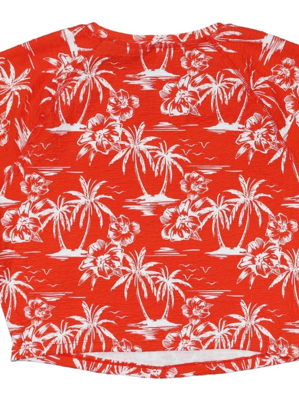 Roxy NWT Vacay Vibes Tropical Crop Textured Short Sleeve Rash Guard Red Size M - Picture 4 of 5